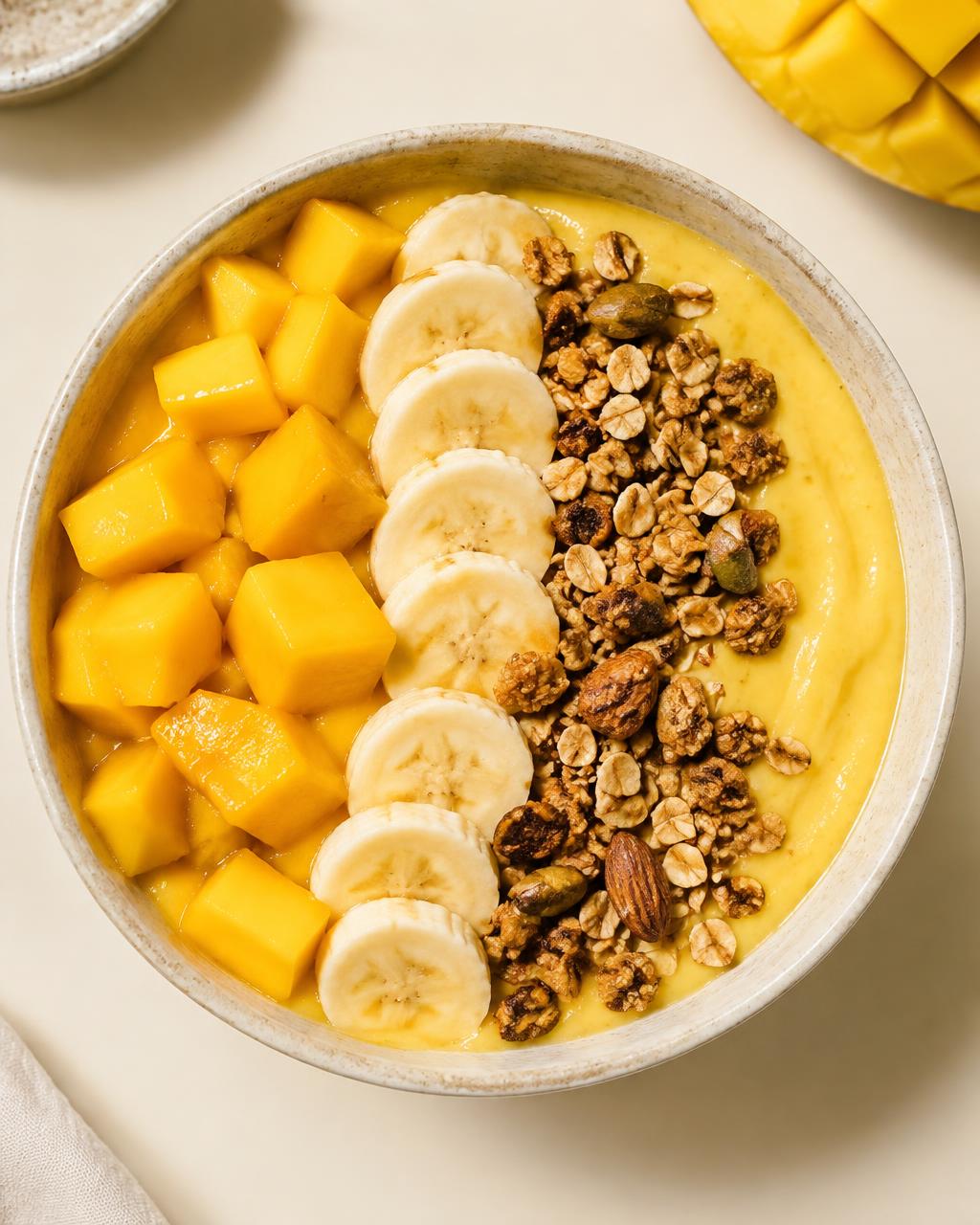Concept image: Mango bowl viewed from above
